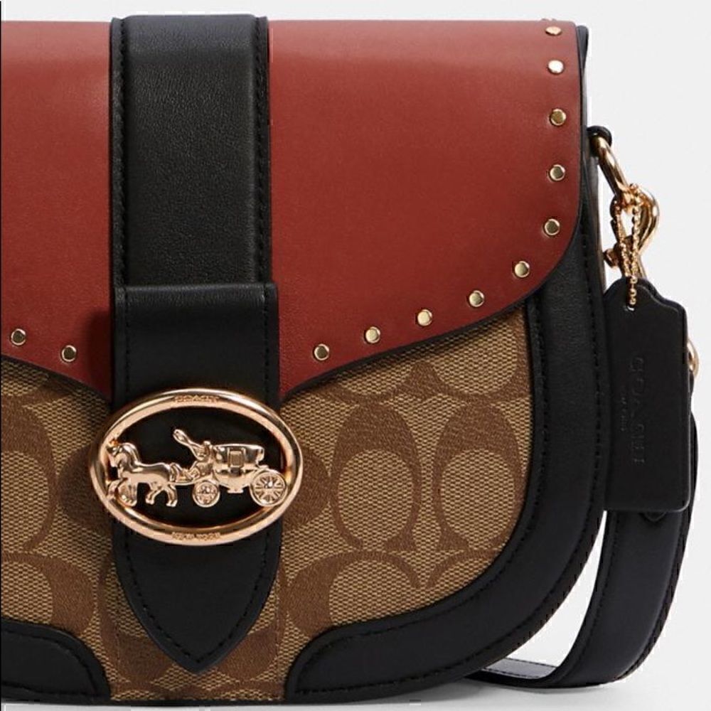 COACH Georgie Saddle Crossbody Bag Western Boho Embellished with Rivets & Studs! - Picture 7 of 14